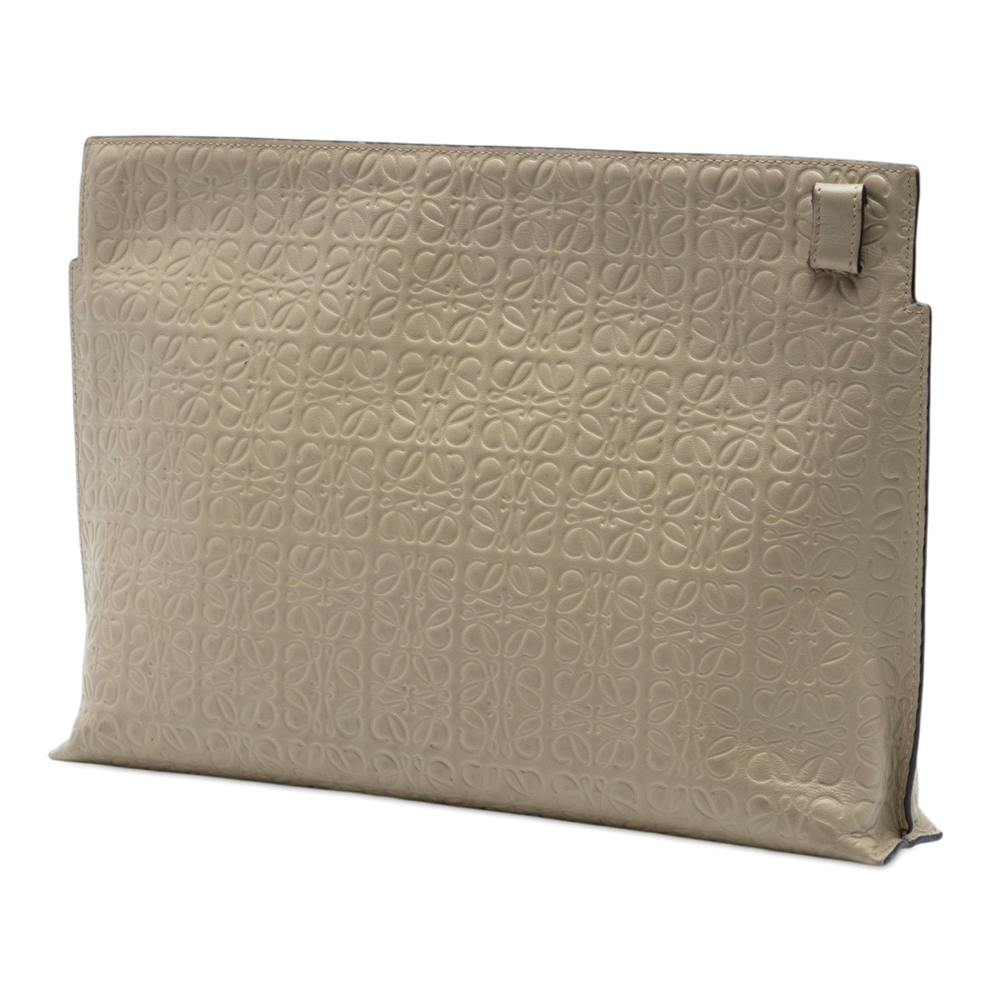 LOEWE Embossed Anagram Leather Repeat T Clutch