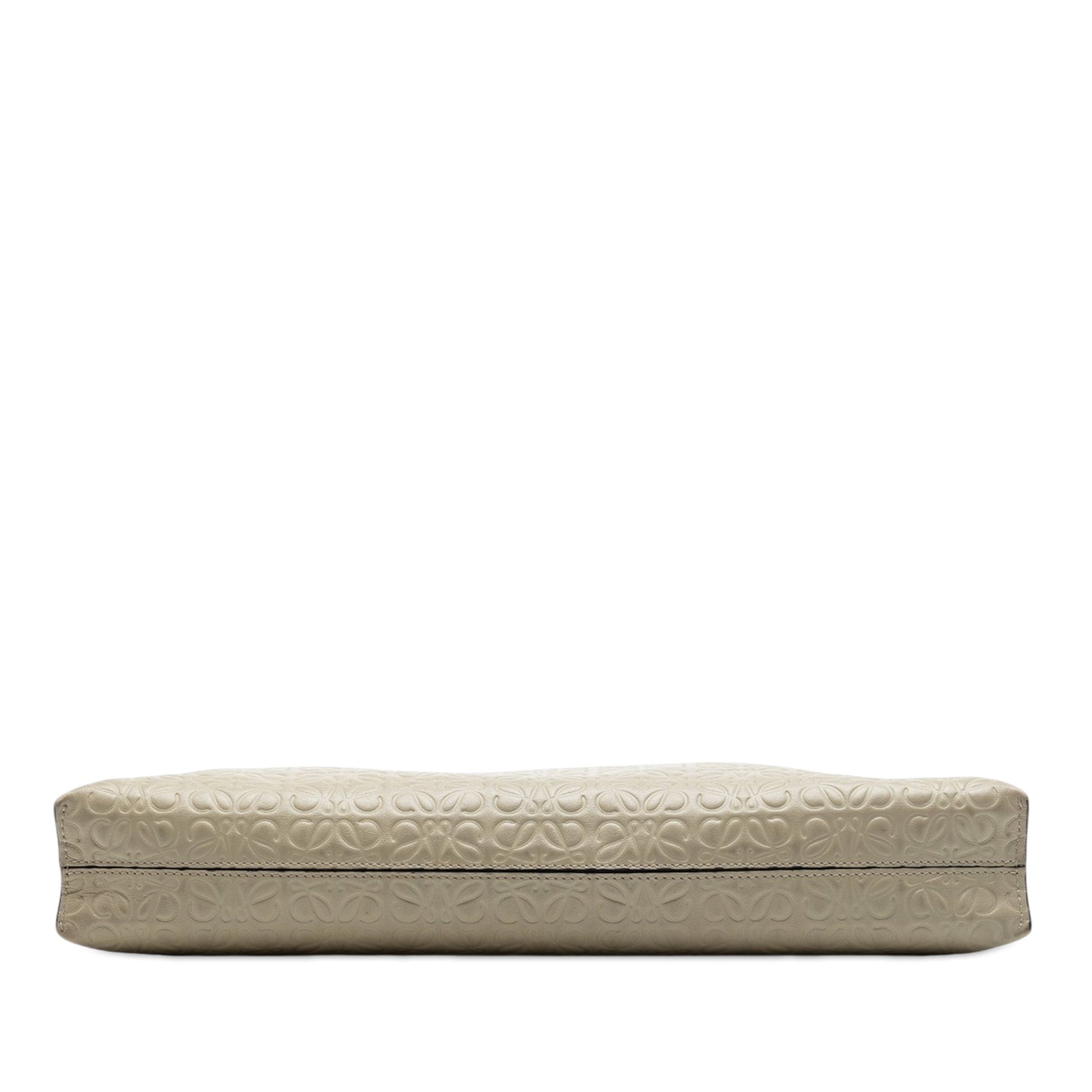 LOEWE Embossed Anagram Leather Repeat T Clutch