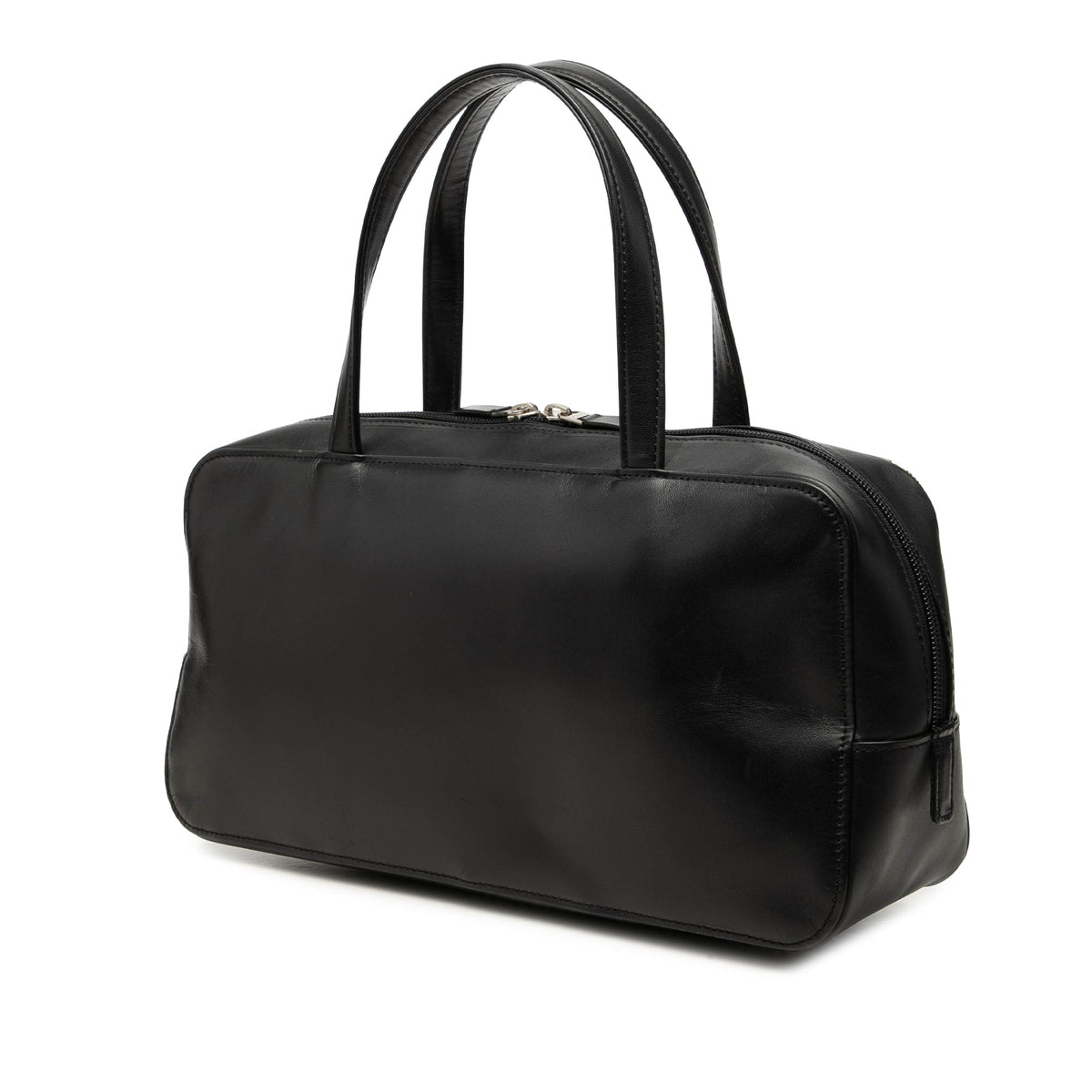 Burberry Nova Check Canvas Trimmed Leather Handbag — Black