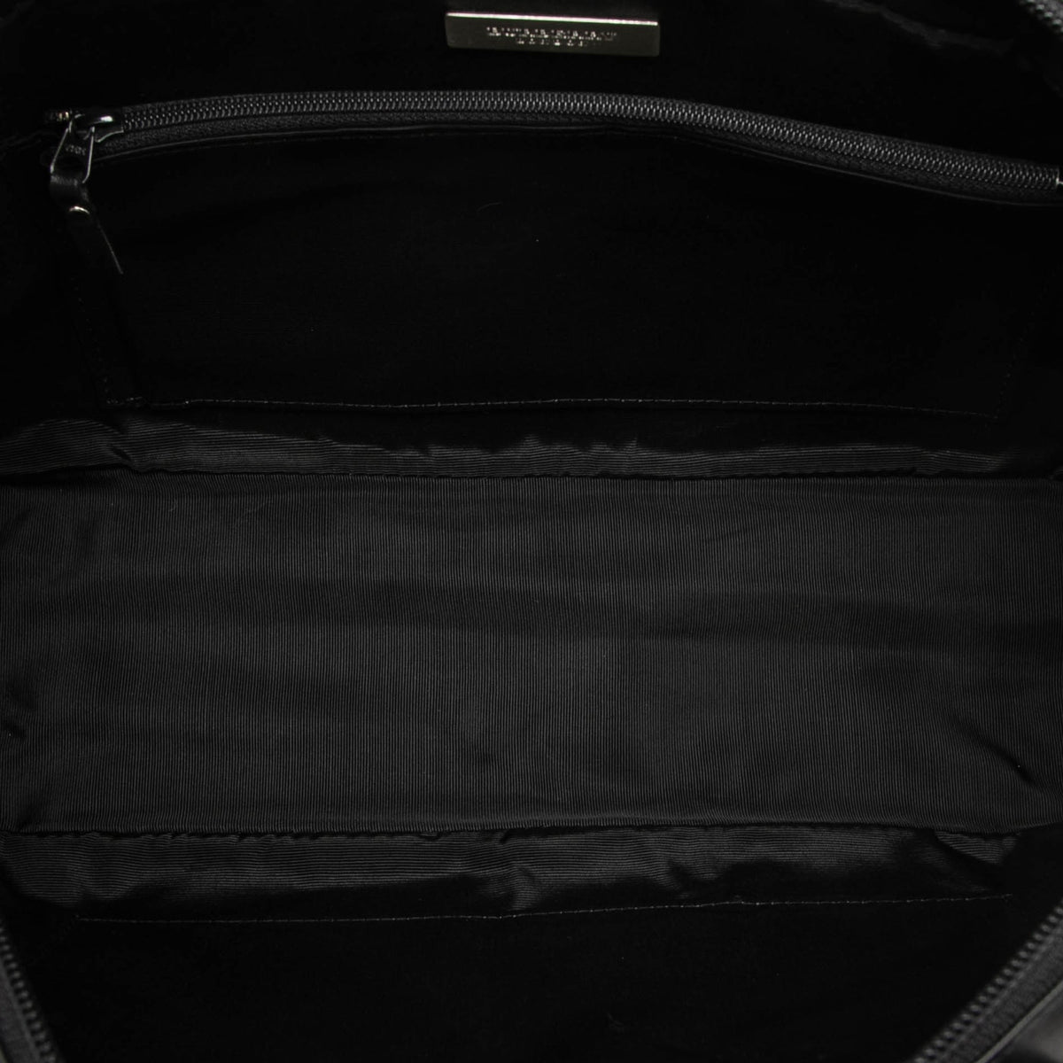 Burberry Nova Check Canvas Trimmed Leather Handbag — Black