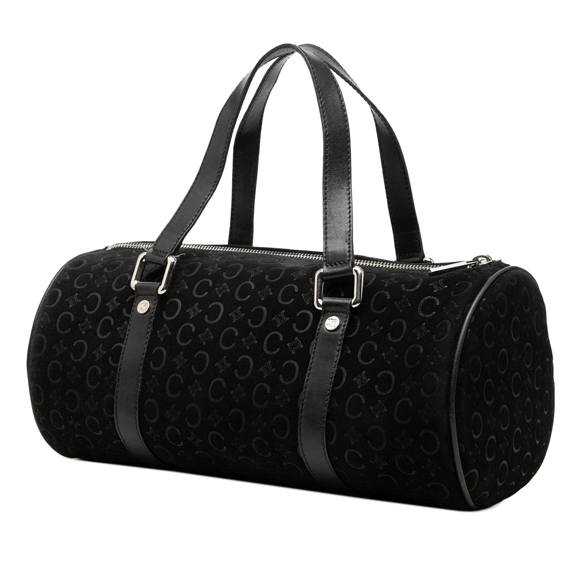 Celine C Macadam Suede Handbag — Black