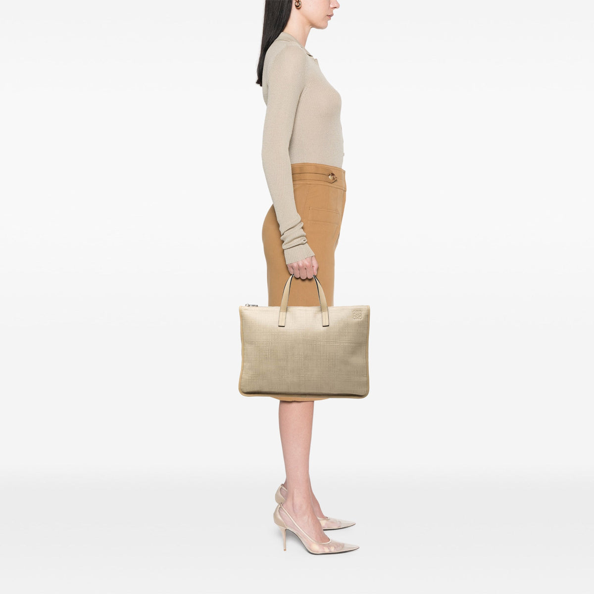 LOEWE Embossed Leather Anagram Goya Briefcase