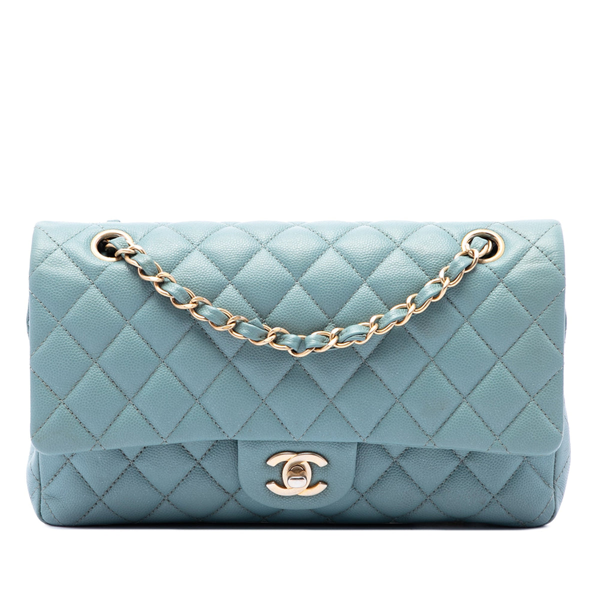 Chanel Medium Classic Iridescent Caviar Double Flap — Blue