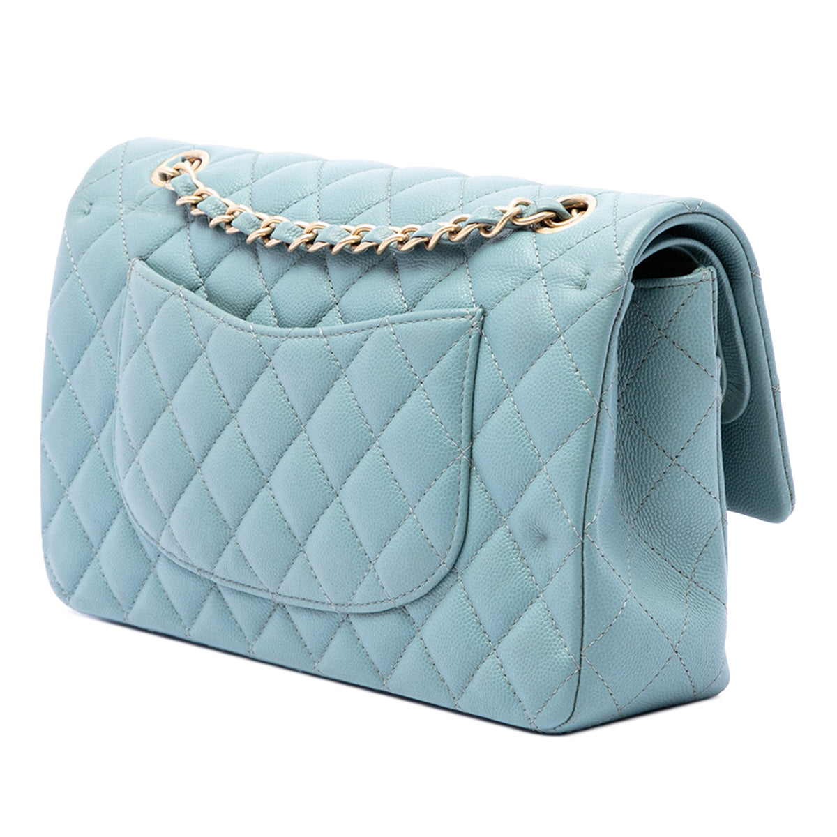 Chanel Medium Classic Iridescent Caviar Double Flap — Blue