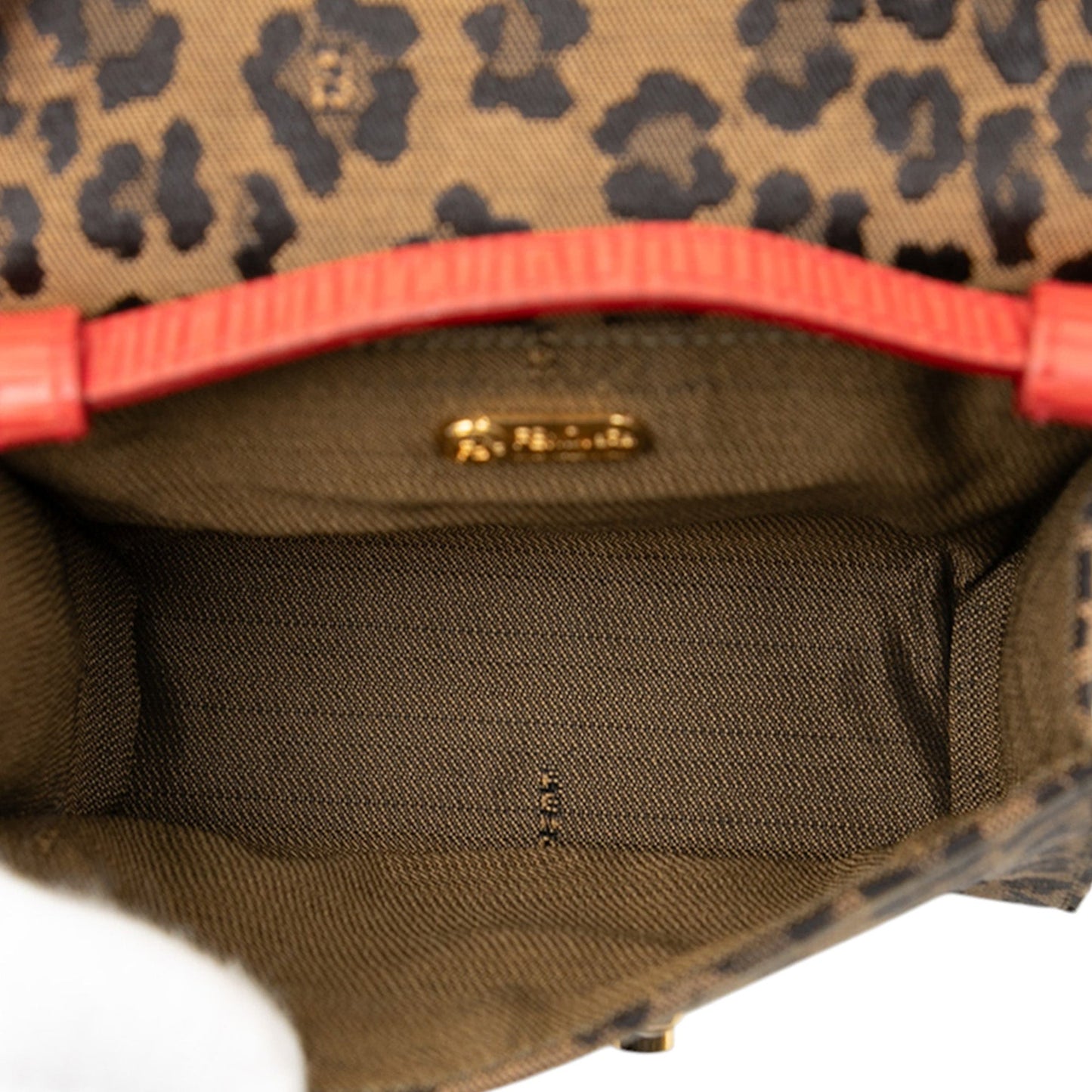 Fendi Mini Leopard Print Canvas Flap Crossbody