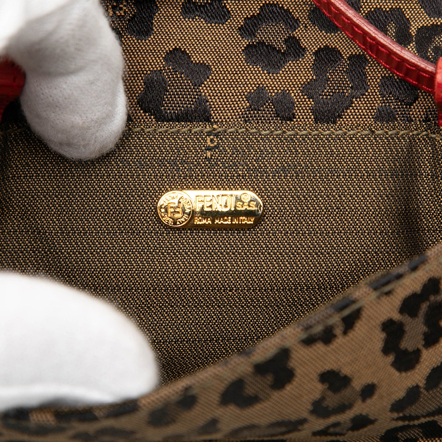 Fendi Mini Leopard Print Canvas Flap Crossbody
