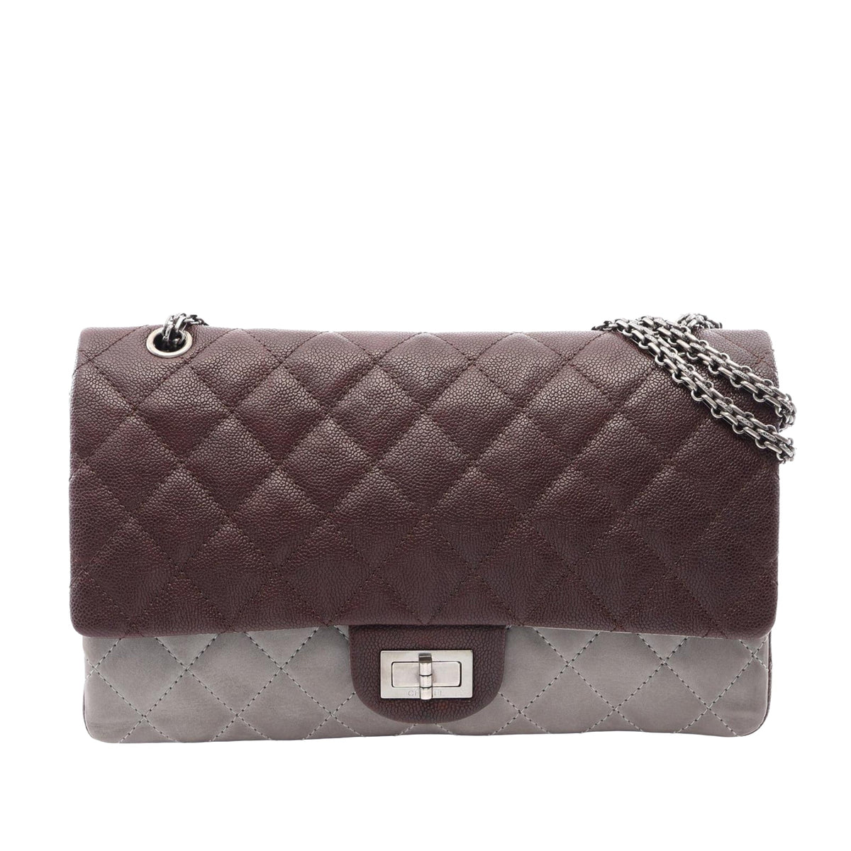 Chanel Bicolor Caviar and Iridescent Calfskin Reissue 2.55 Double Flap 226 — Brown