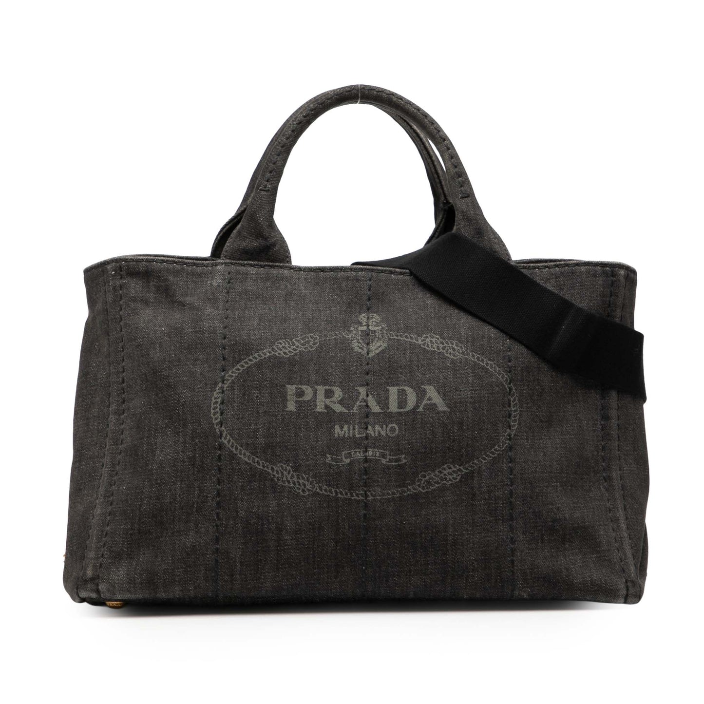Prada Denim Canapa Logo Satchel