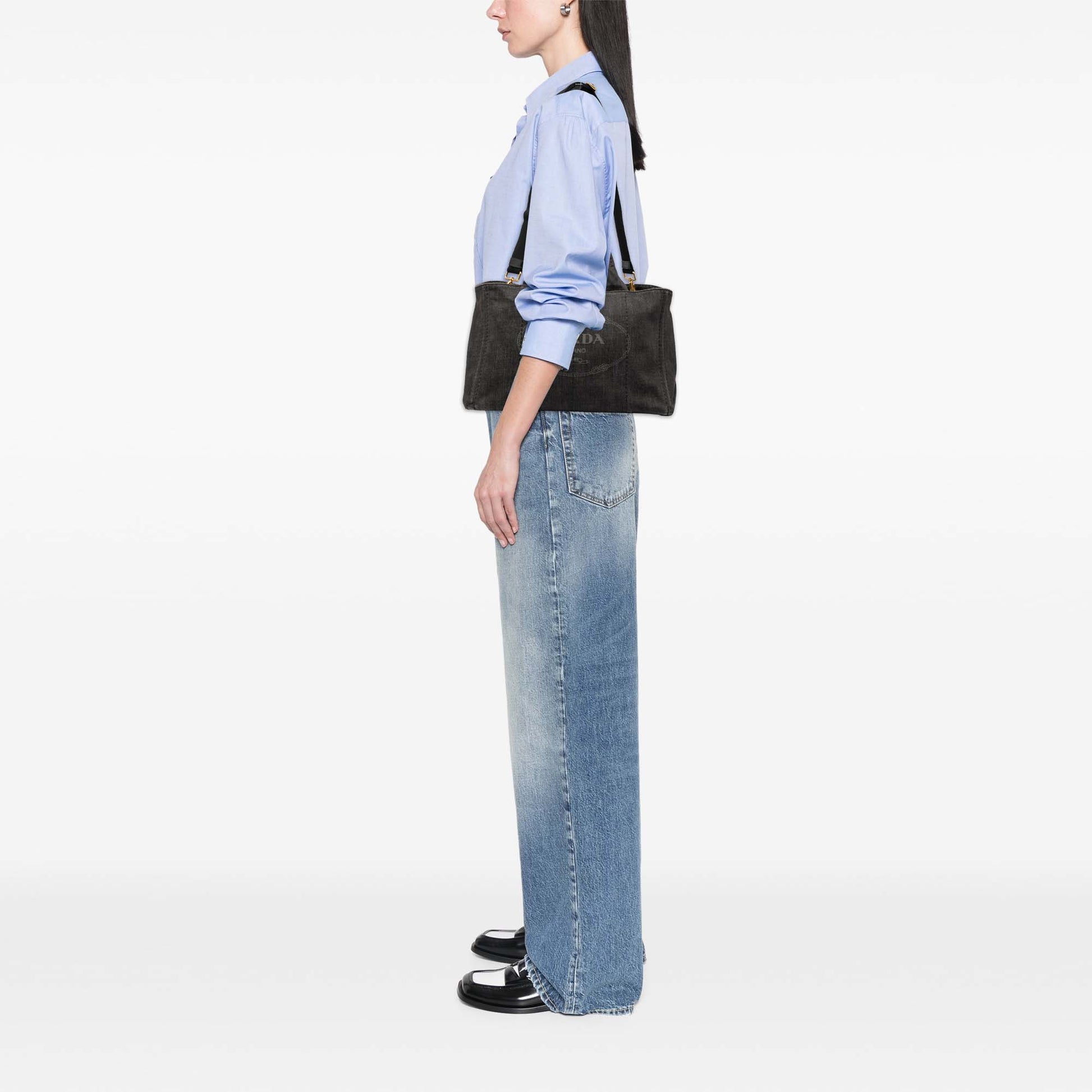 Prada Denim Canapa Logo Satchel