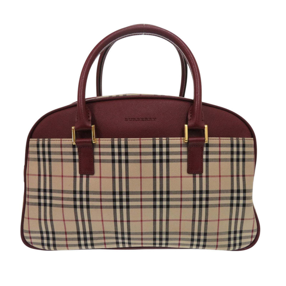 Burberry House Check Canvas Handbag — Red