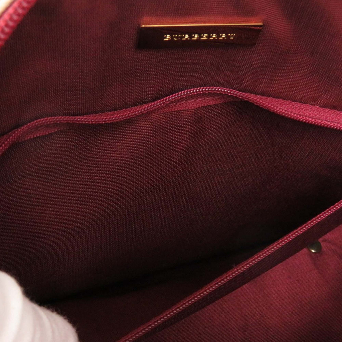 Burberry House Check Canvas Handbag — Red