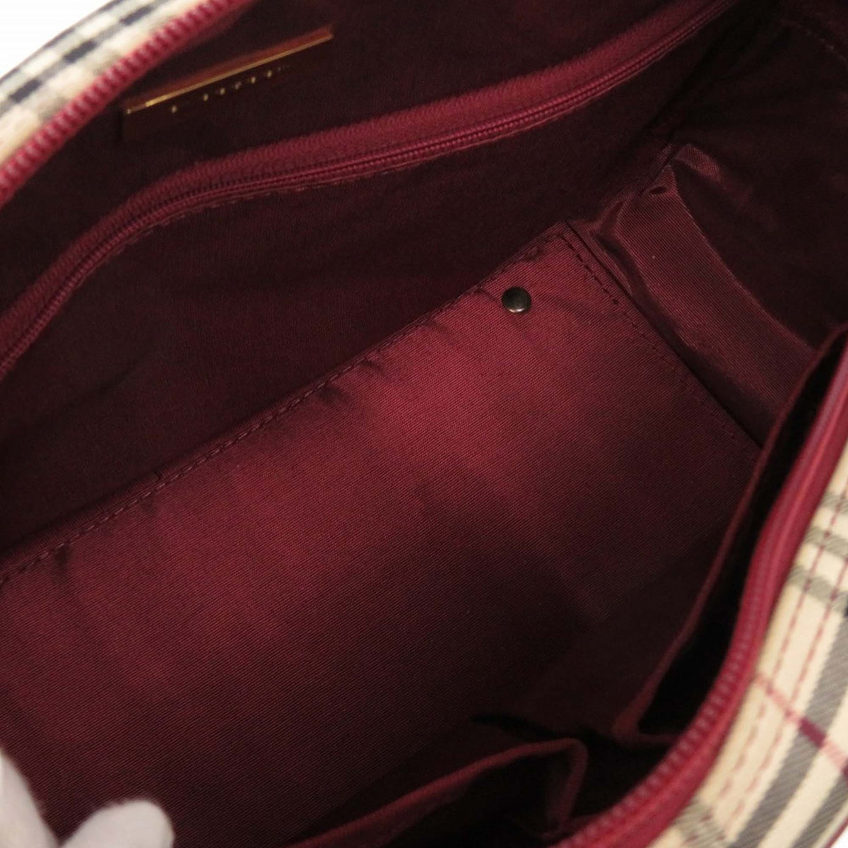 Burberry House Check Canvas Handbag — Red