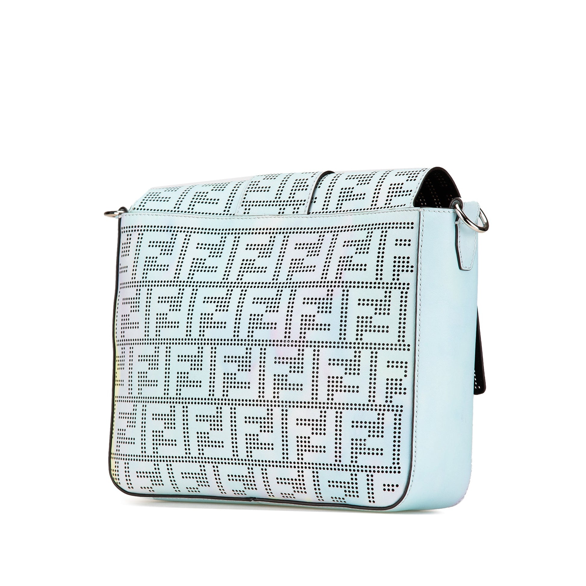 Fendi Medium Zucca Perforated Leather Baguette Messenger Bag
