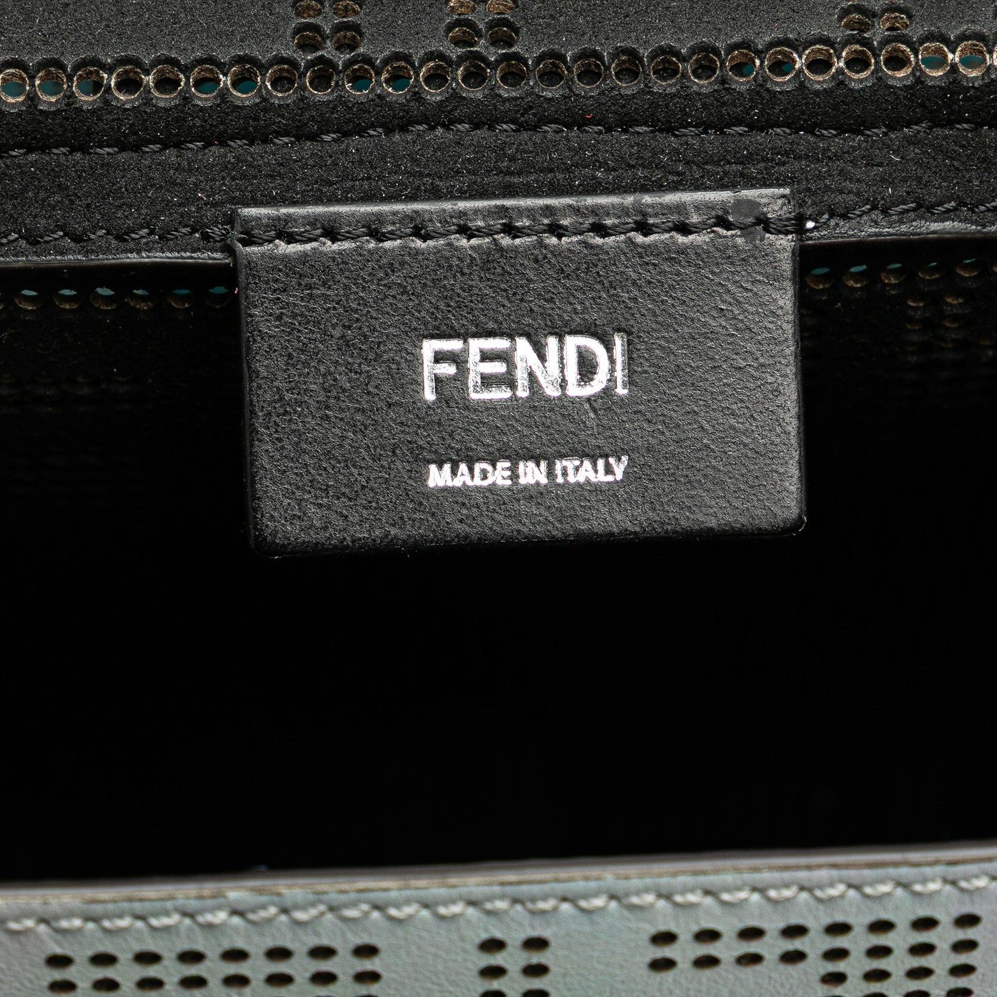 Fendi Medium Zucca Perforated Leather Baguette Messenger Bag