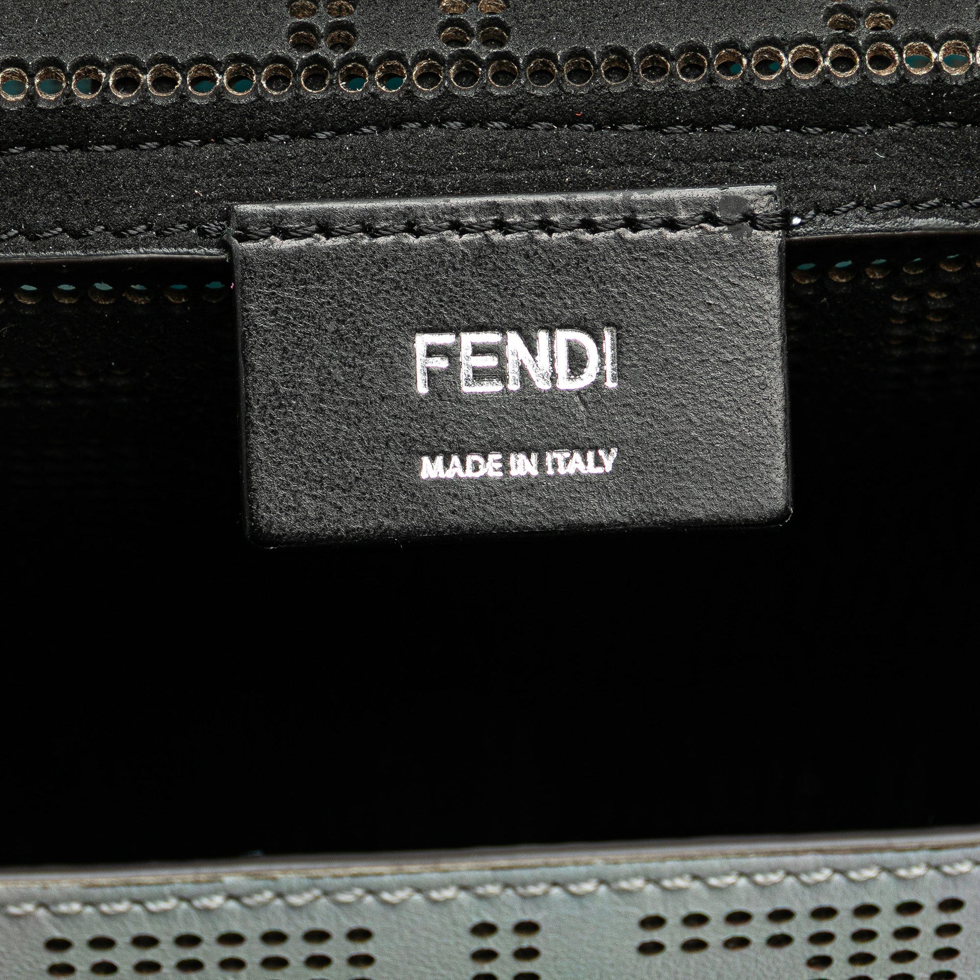 Fendi Medium Zucca Perforated Leather Baguette Messenger Bag
