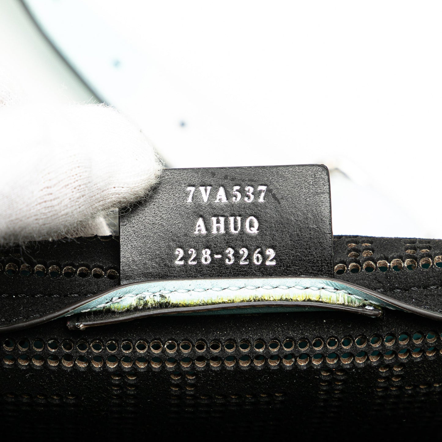 Fendi Medium Zucca Perforated Leather Baguette Messenger Bag