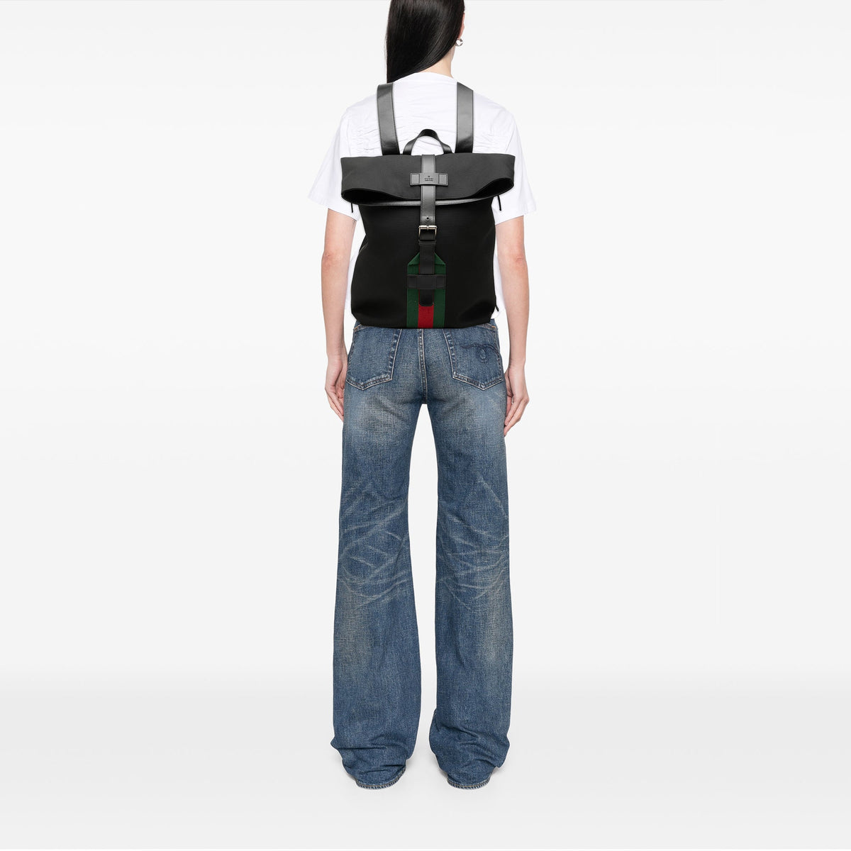 Gucci Canvas Techno Web Fold Over Backpack