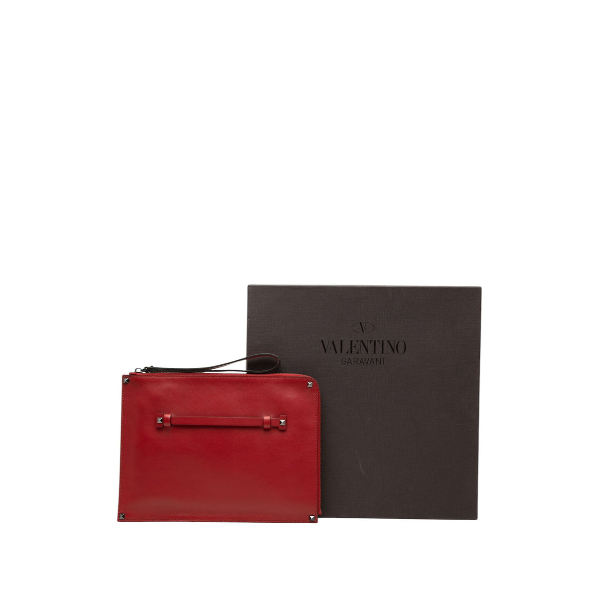 Valentino Leather Rockstud Wristlet Clutch