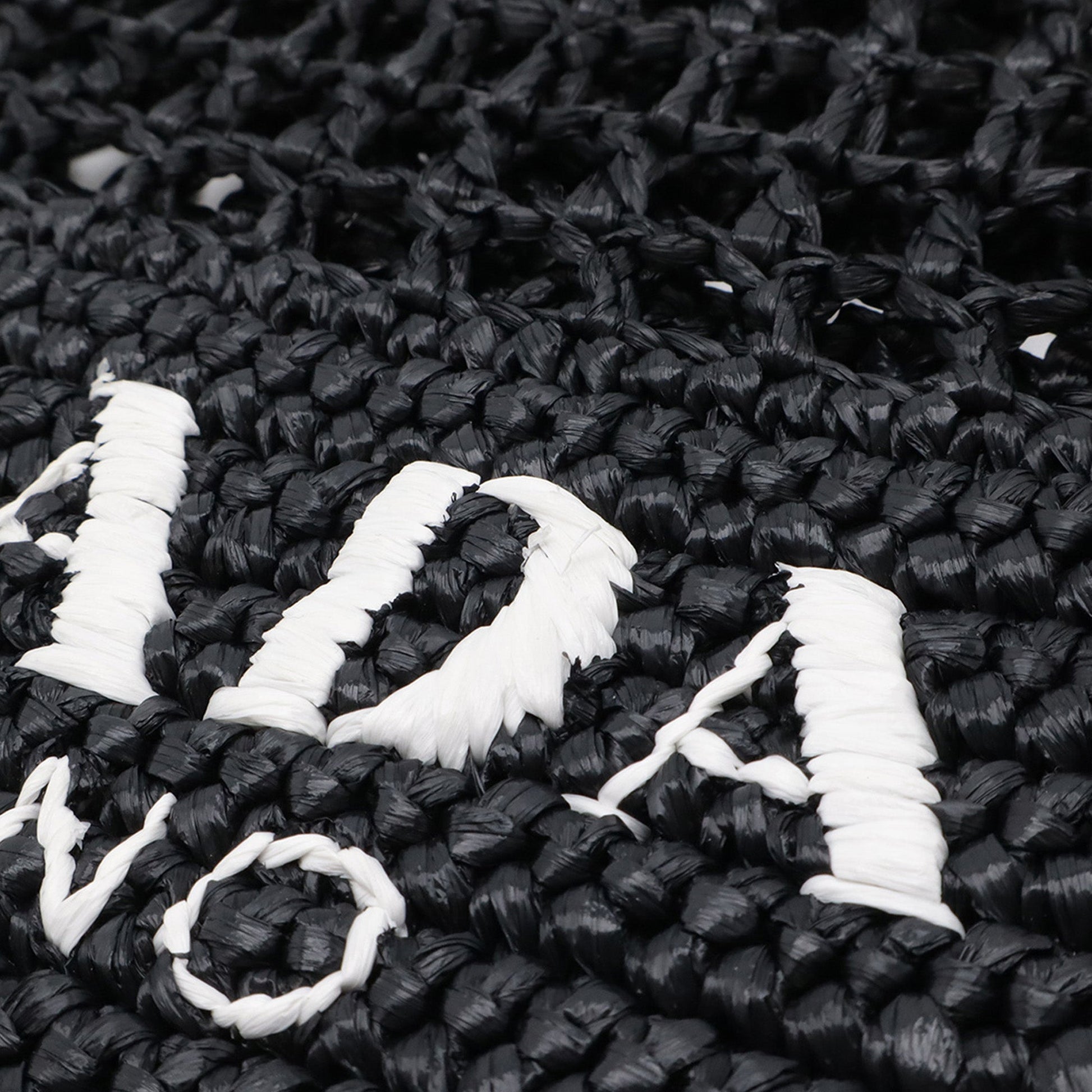 Prada Raffia Effect Crochet Embroidered Logo Tote