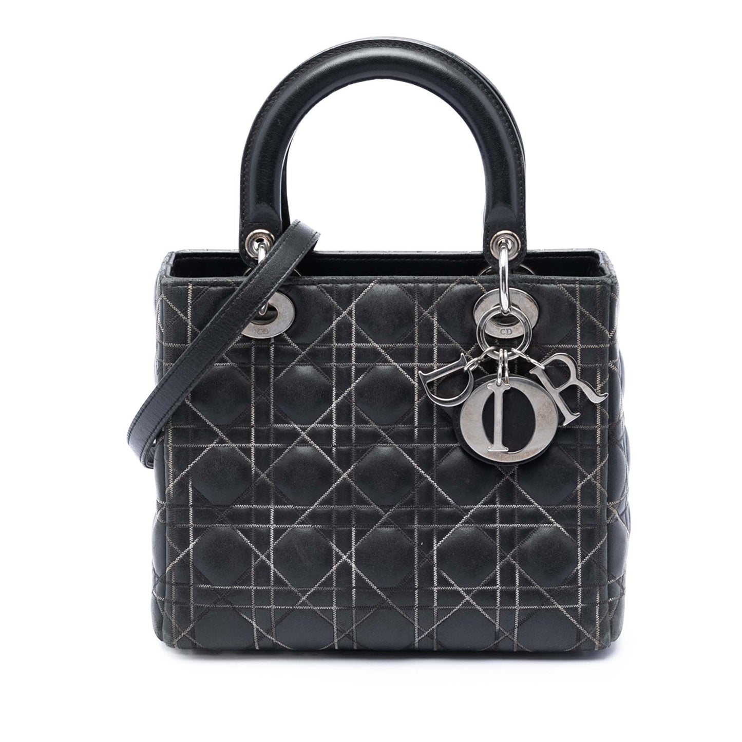 Dior Medium Lambskin Cannage Contrast Stitch Lady Dior