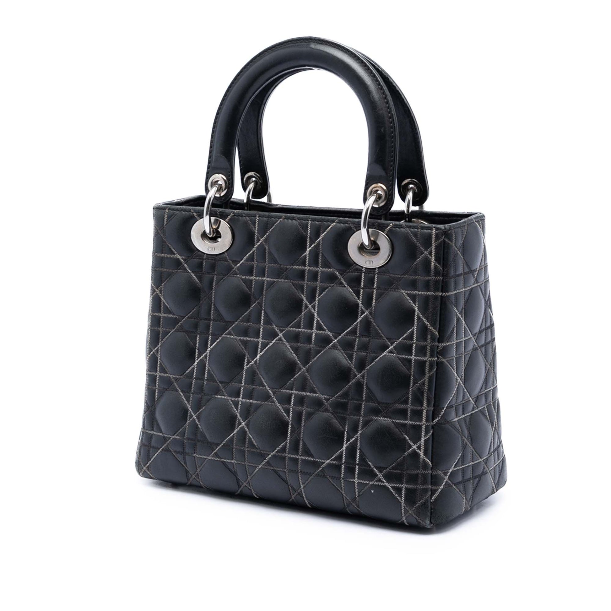 Dior Medium Lambskin Cannage Contrast Stitch Lady Dior