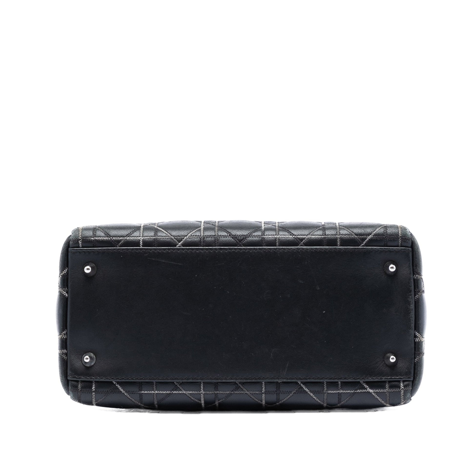 Dior Medium Lambskin Cannage Contrast Stitch Lady Dior
