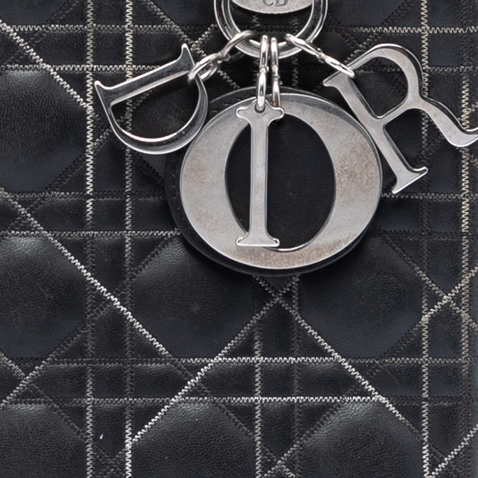 Dior Medium Lambskin Cannage Contrast Stitch Lady Dior