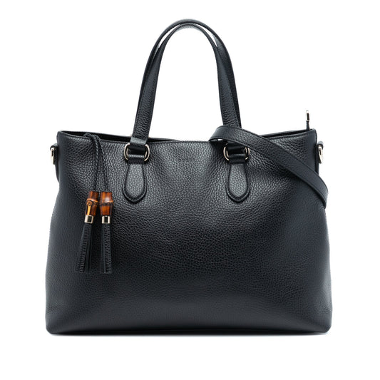 Gucci Leather Bamboo Tassel Satchel