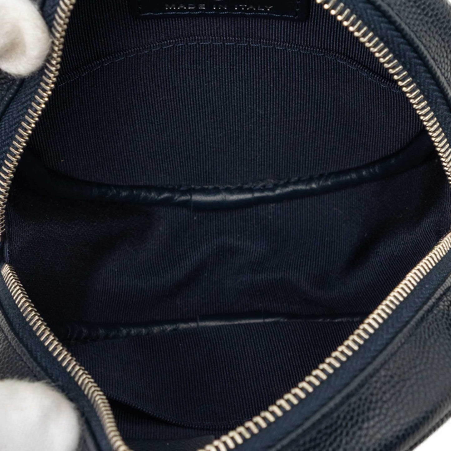 Chanel CC Quilted Caviar Round Clutch With Chain