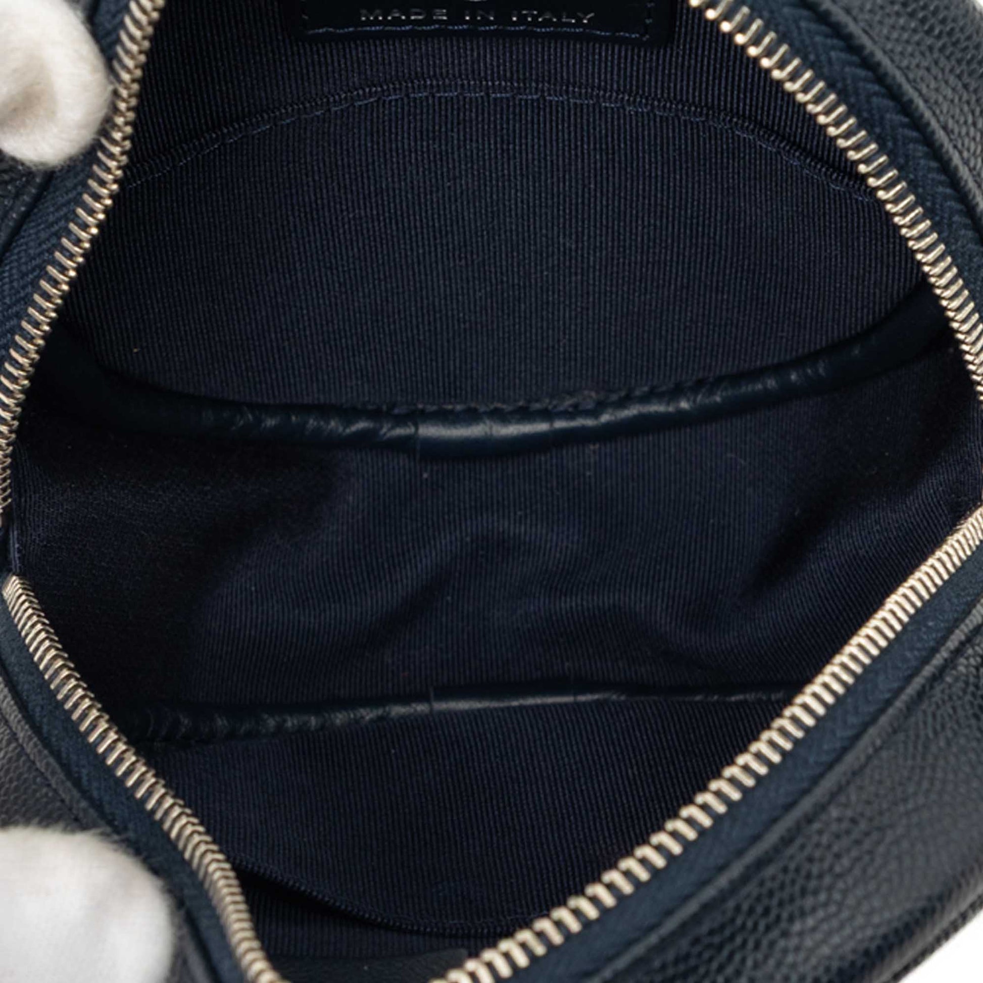 Chanel CC Quilted Caviar Round Clutch With Chain