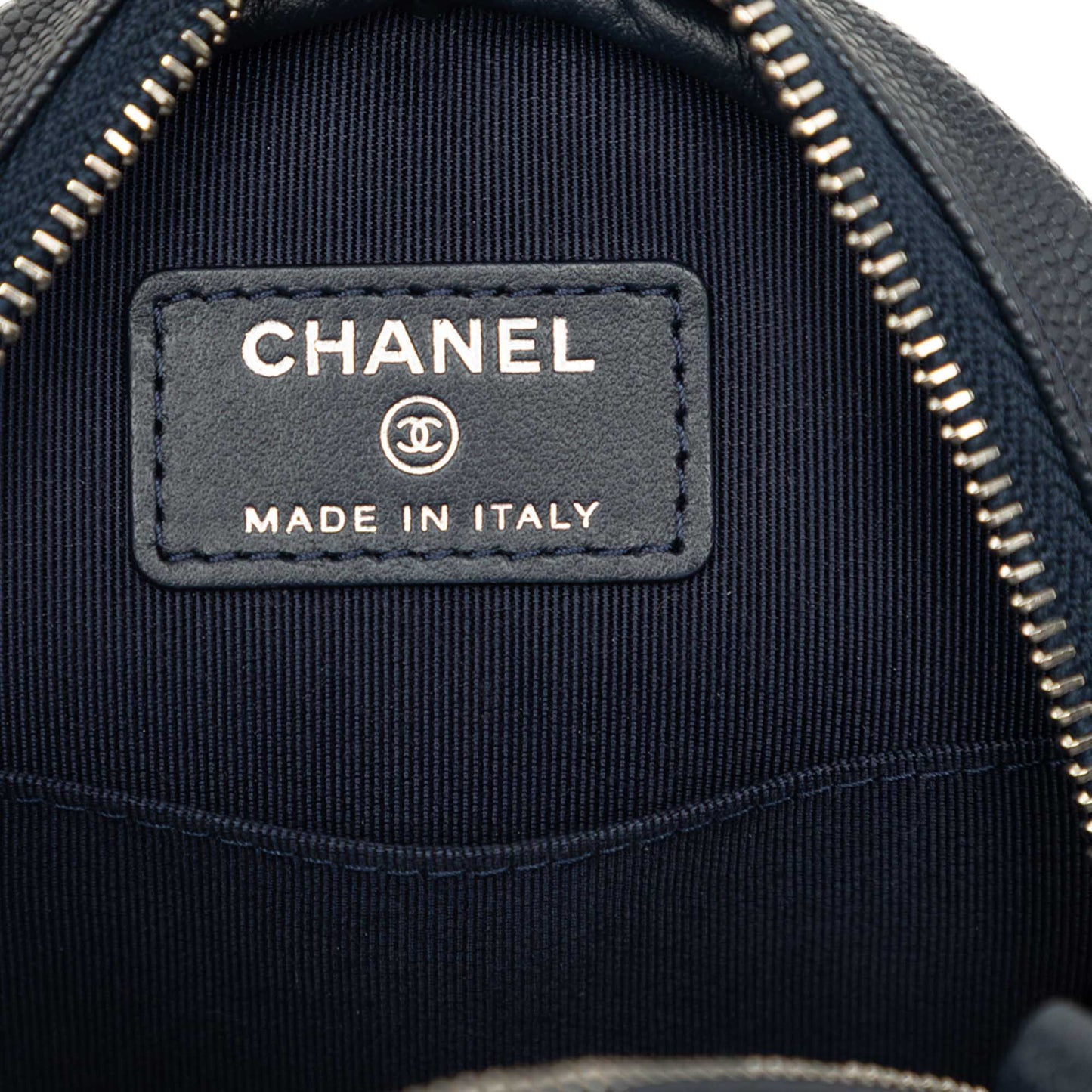 Chanel CC Quilted Caviar Round Clutch With Chain