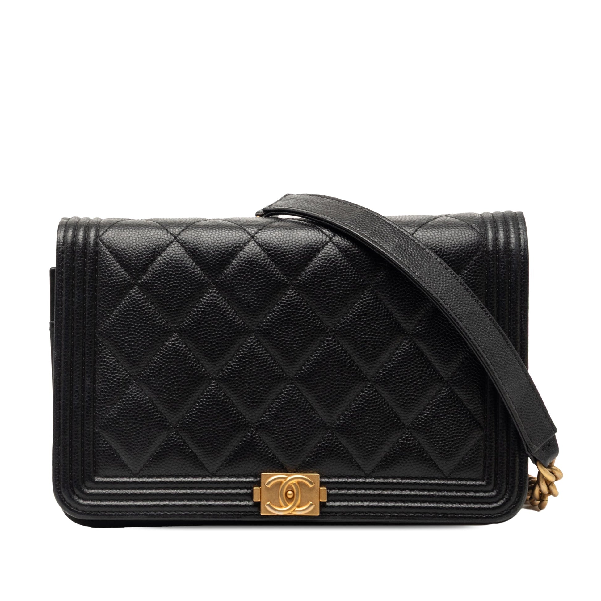 Chanel Quilted Caviar Boy Wallet on Chain