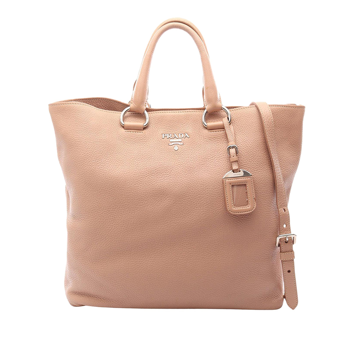 Prada Vitello Daino Open Convertible Tote — Pink