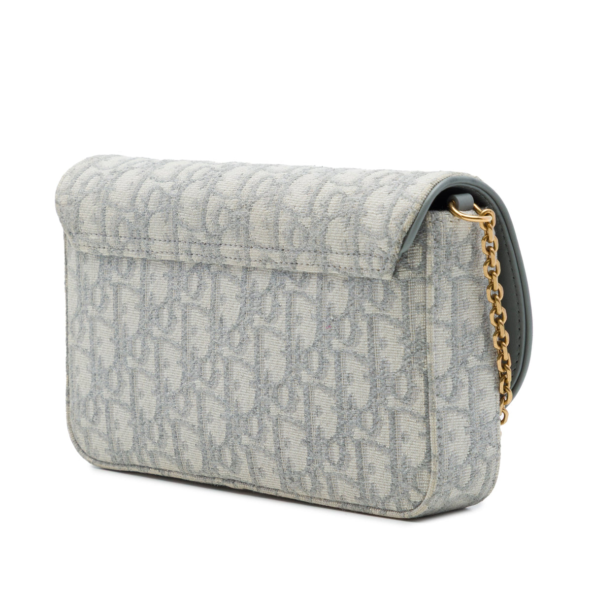 Dior Oblique Canvas Saddle Wallet On Chain — Gray