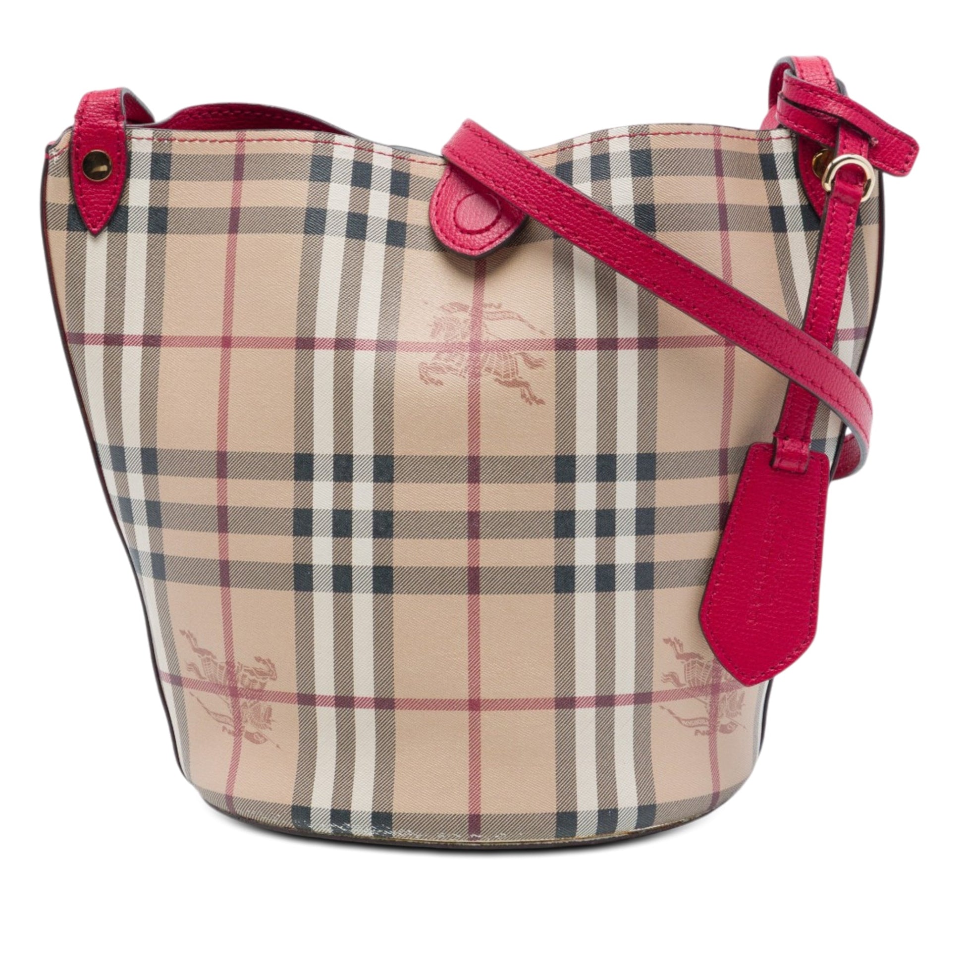 Burberry Haymarket Check Coated Canvas Lorne Bucket Bag