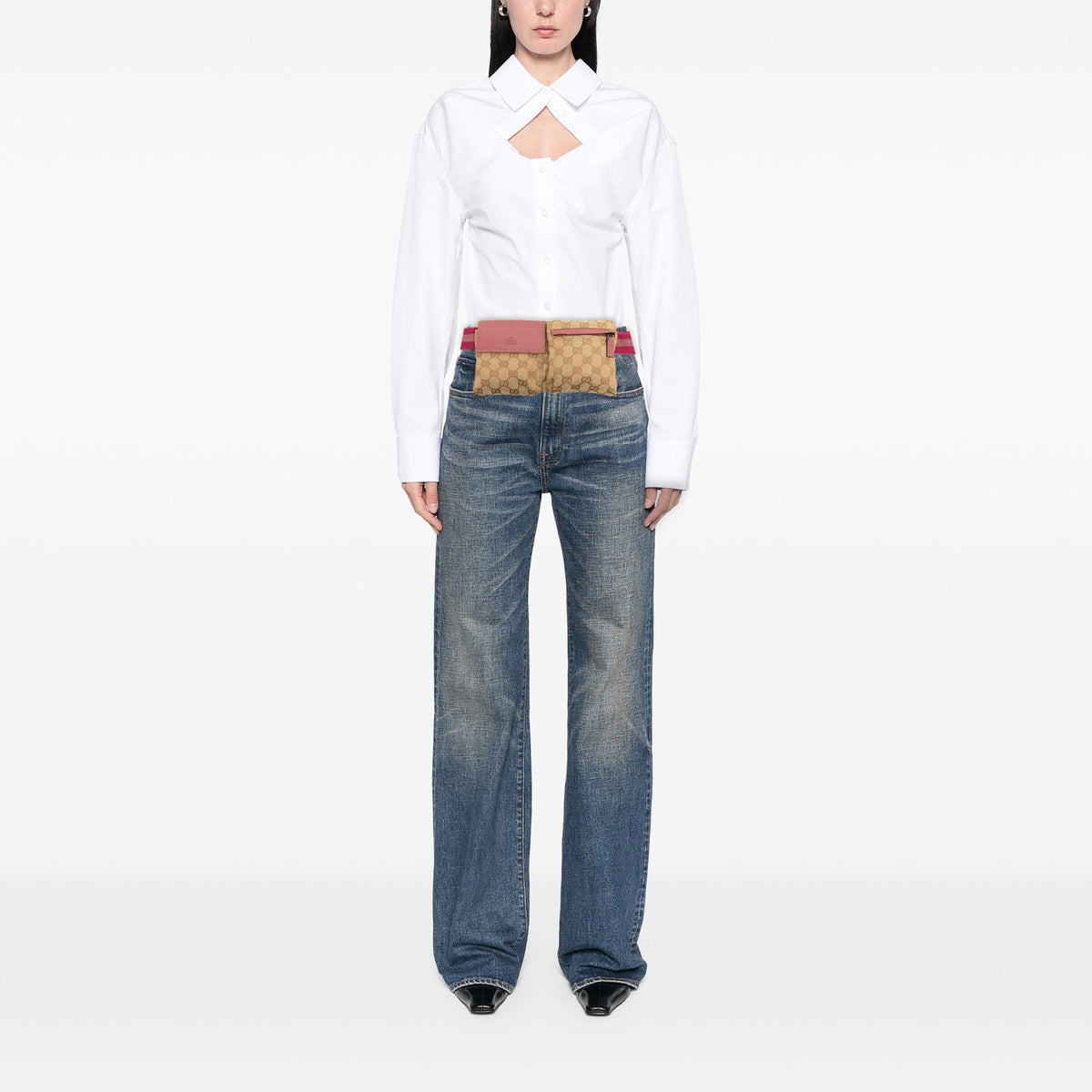 Gucci GG Canvas Web Double Pocket Belt Bag