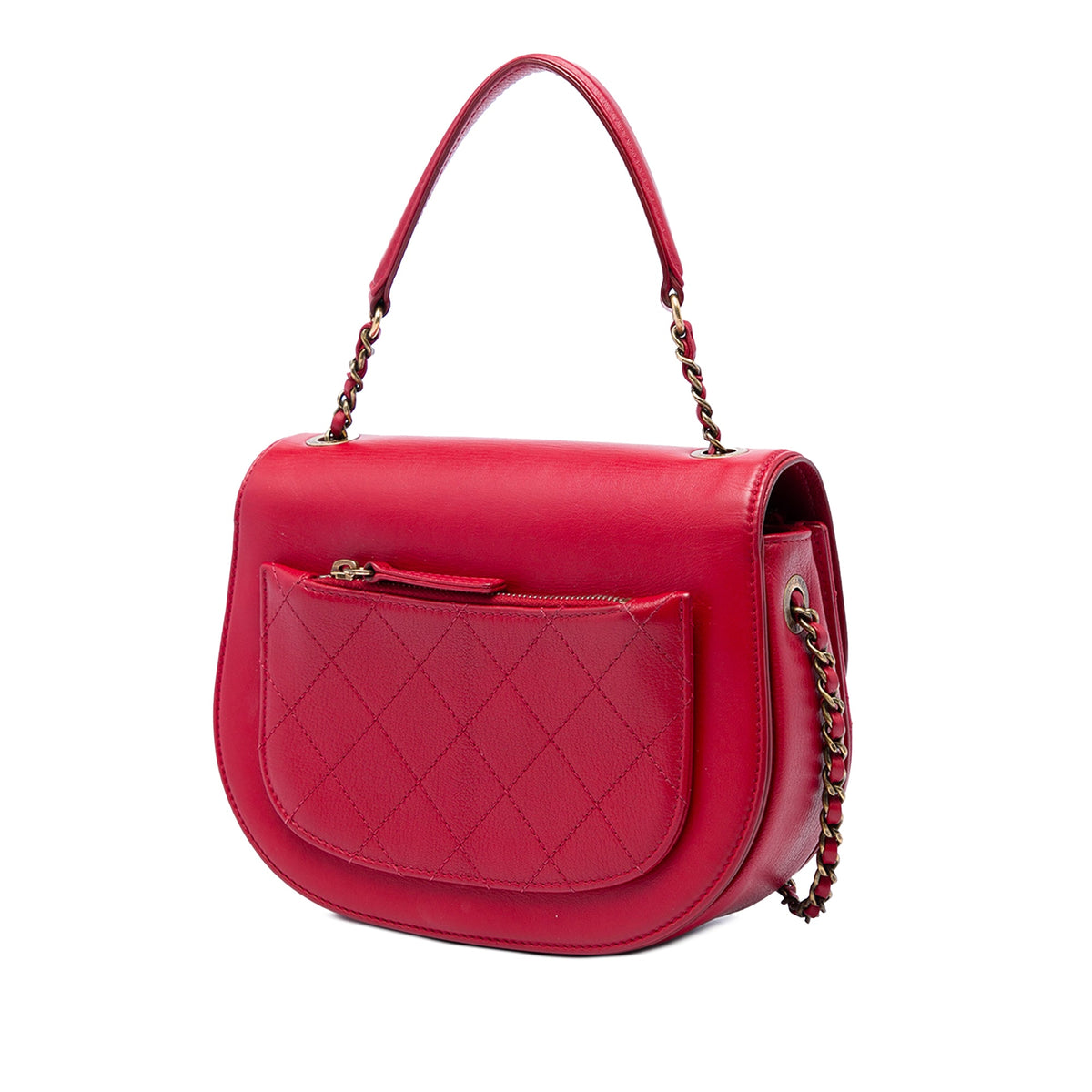 Chanel Small Shiny Calfskin and Quilted Goatskin Coco Curve Flap — Red