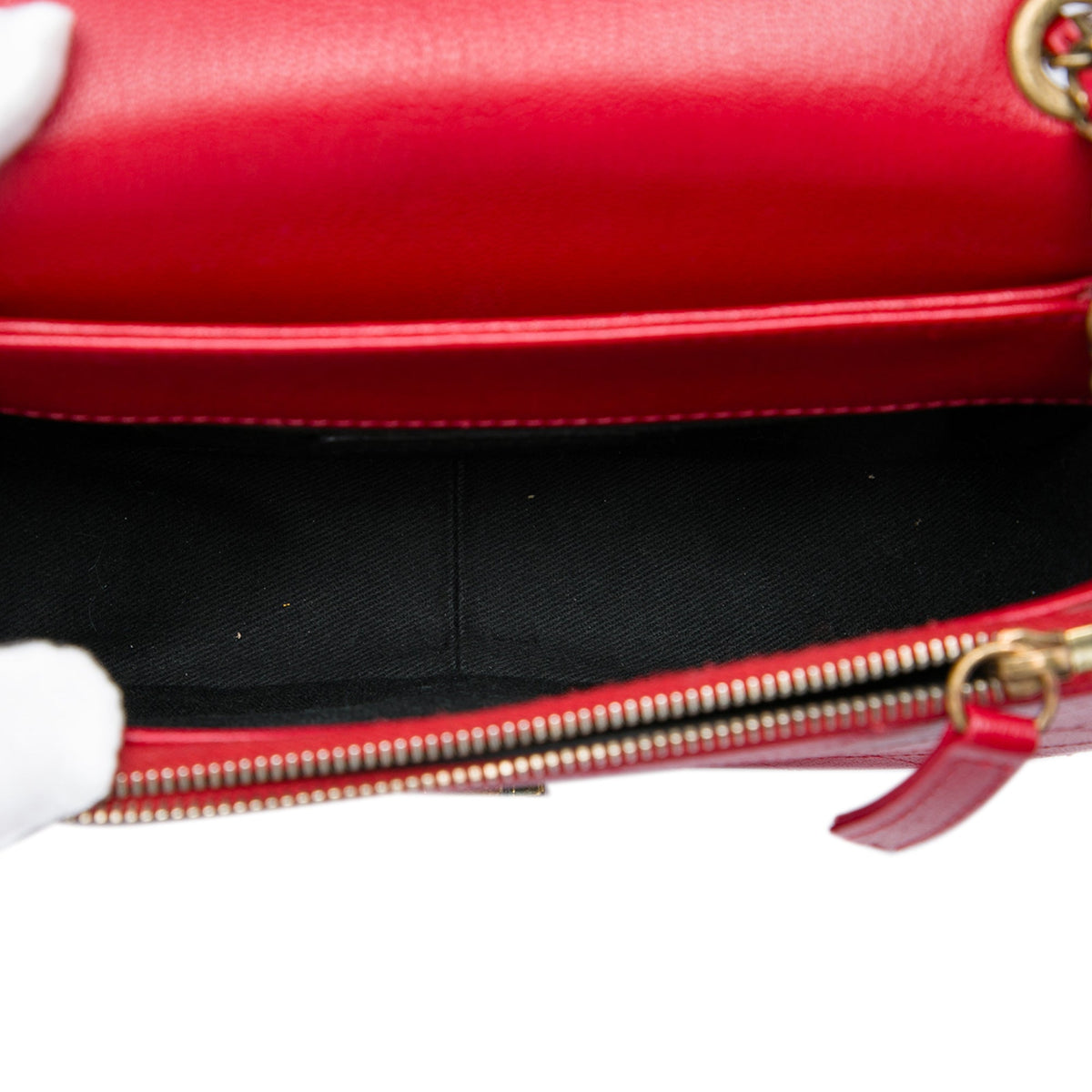 Chanel Small Shiny Calfskin and Quilted Goatskin Coco Curve Flap — Red
