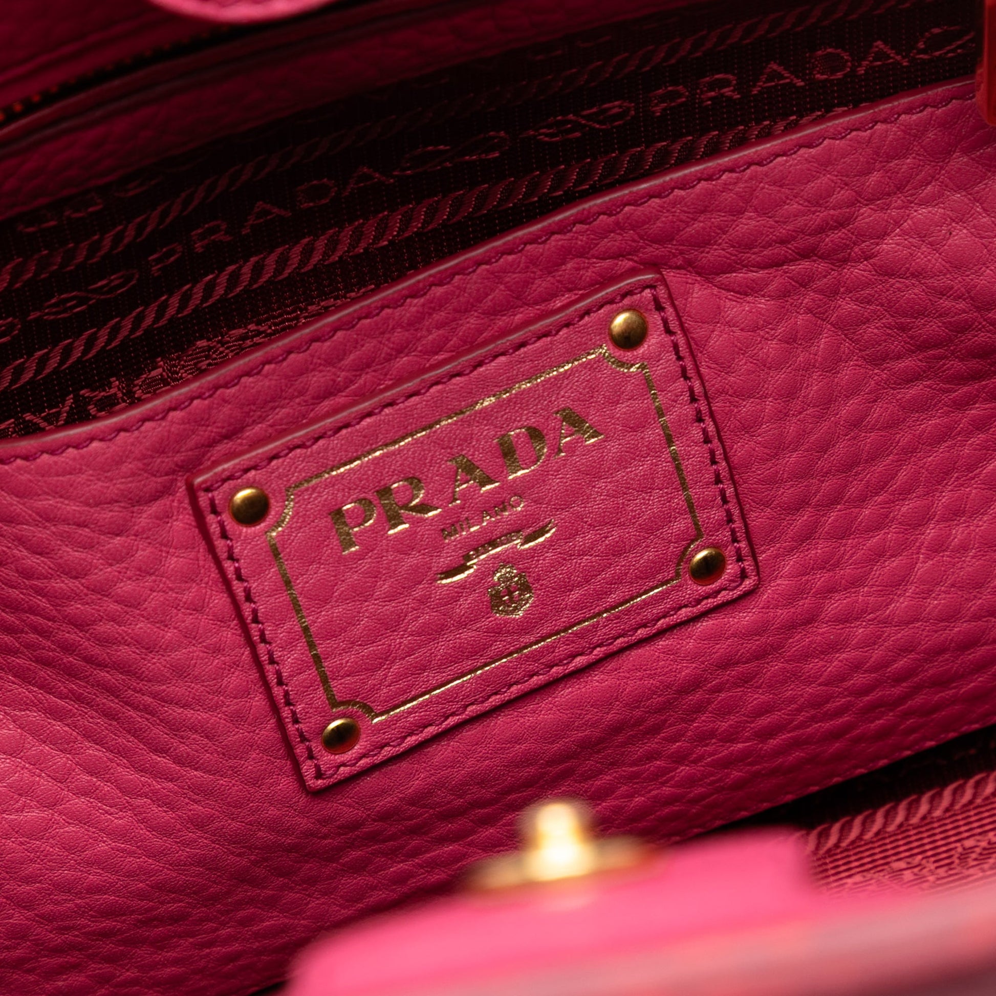 Prada Vitello Daino Front Pocket Open Convertible Tote