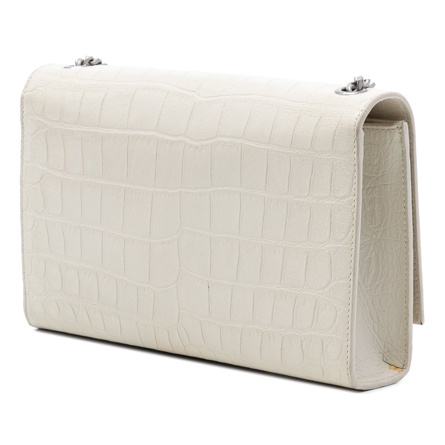 Saint Laurent Medium Croc Embossed Leather Monogram Kate Tassel Crossbody