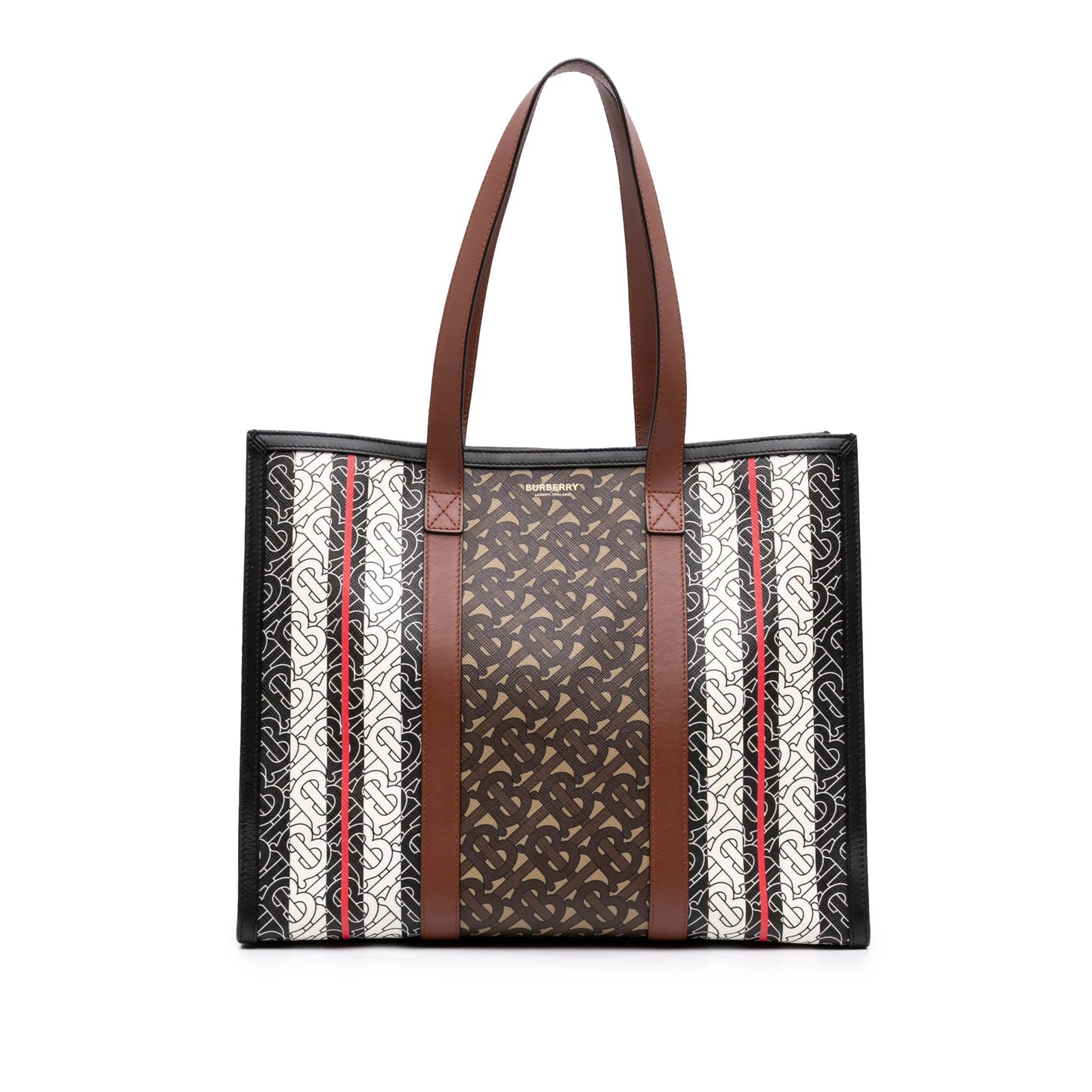 Burberry TB Monogram E Canvas Stripe Book Tote