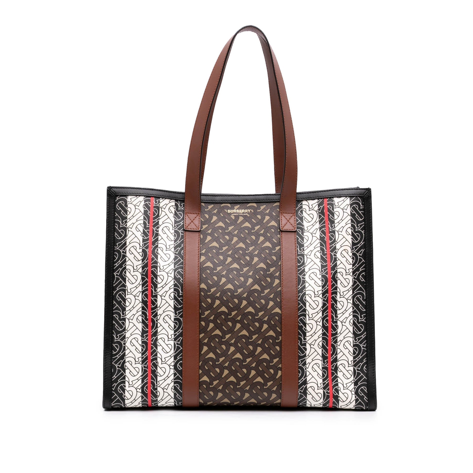 Burberry TB Monogram E Canvas Stripe Book Tote