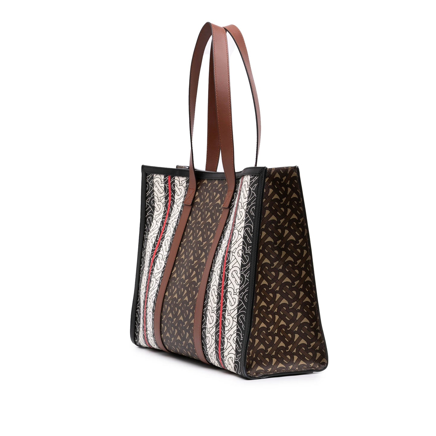 Burberry TB Monogram E Canvas Stripe Book Tote