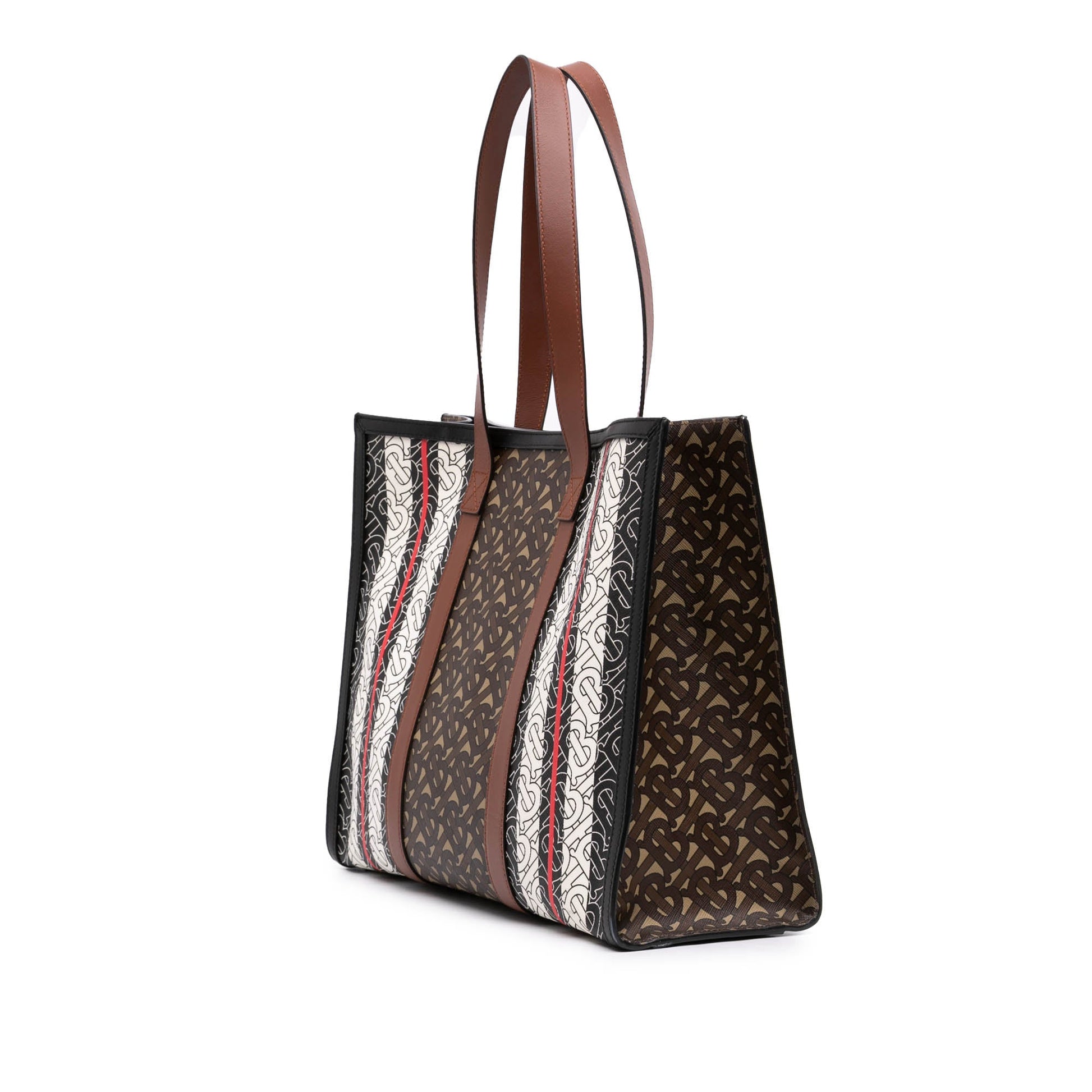Burberry TB Monogram E Canvas Stripe Book Tote