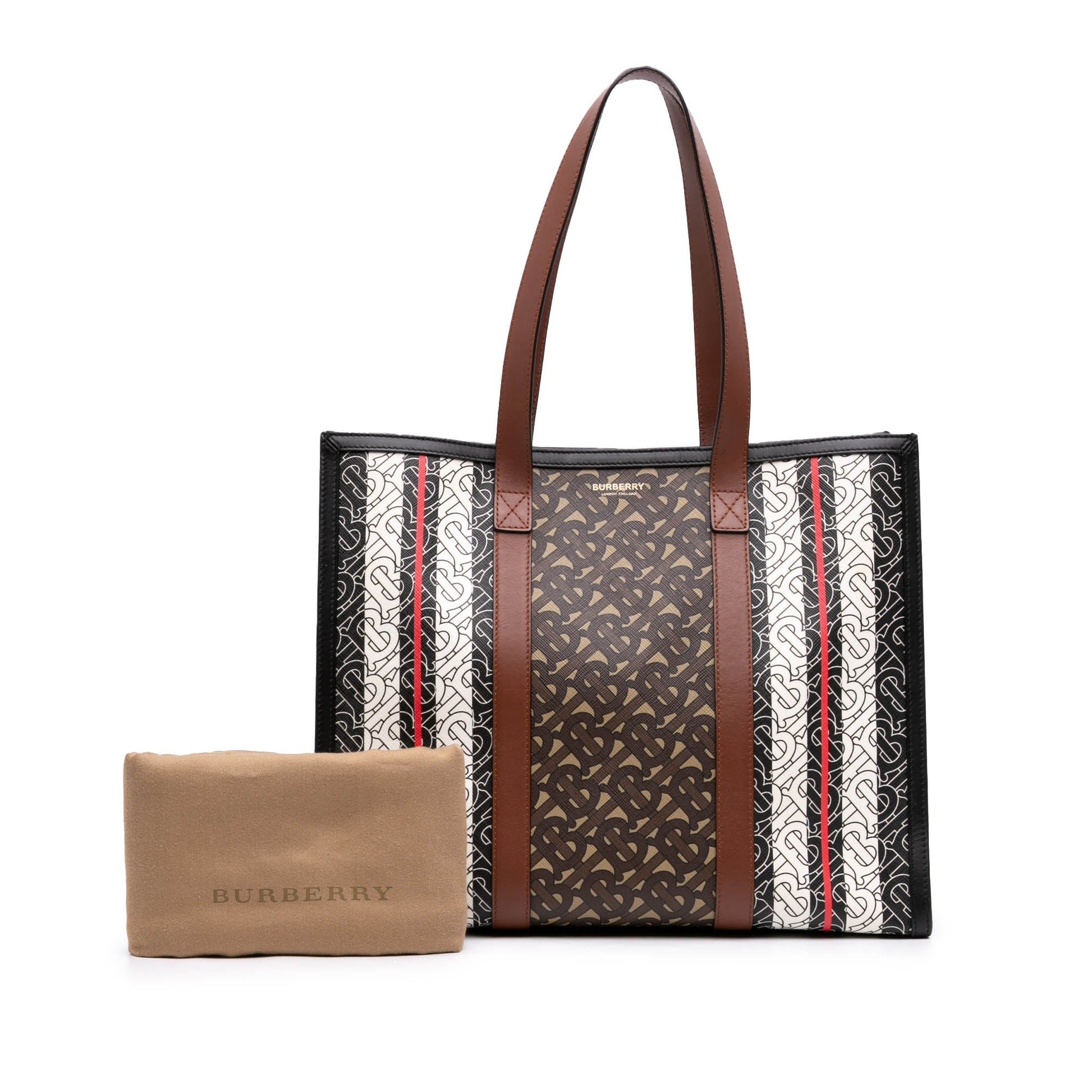 Burberry TB Monogram E Canvas Stripe Book Tote