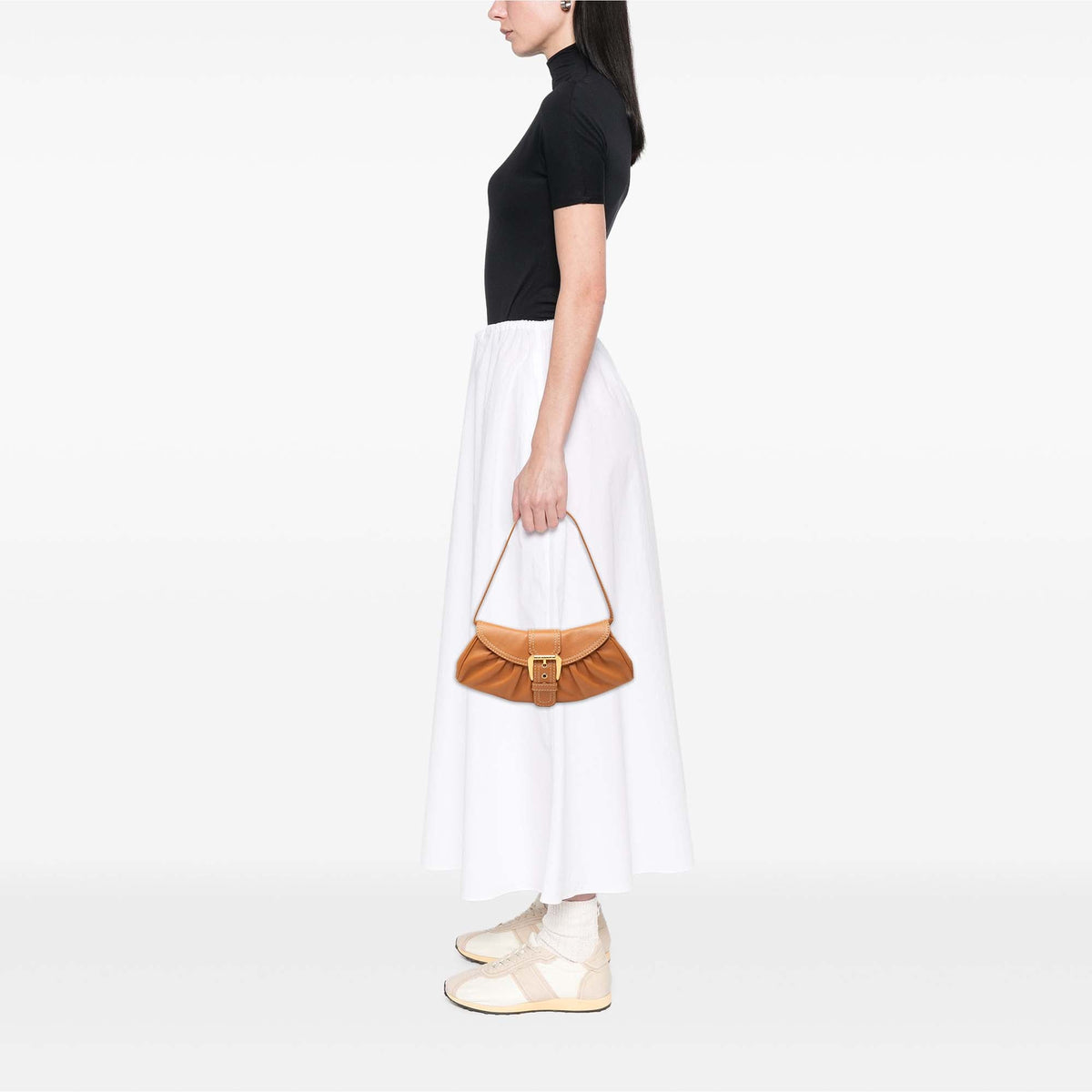 Celine Small Leather Buckle Flap Shoulder Bag — Brown