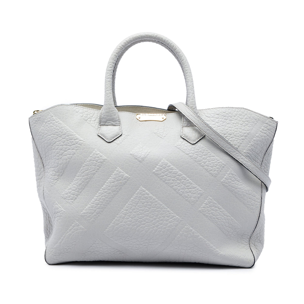 Burberry Elephant Embossed Calfskin Check Dewsbury Satchel