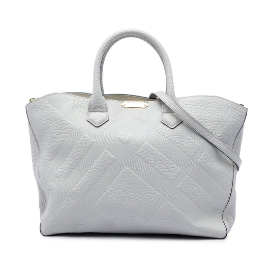 Burberry Elephant Embossed Calfskin Check Dewsbury Satchel