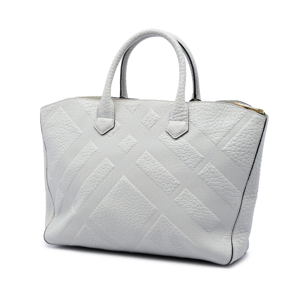 Burberry Elephant Embossed Calfskin Check Dewsbury Satchel