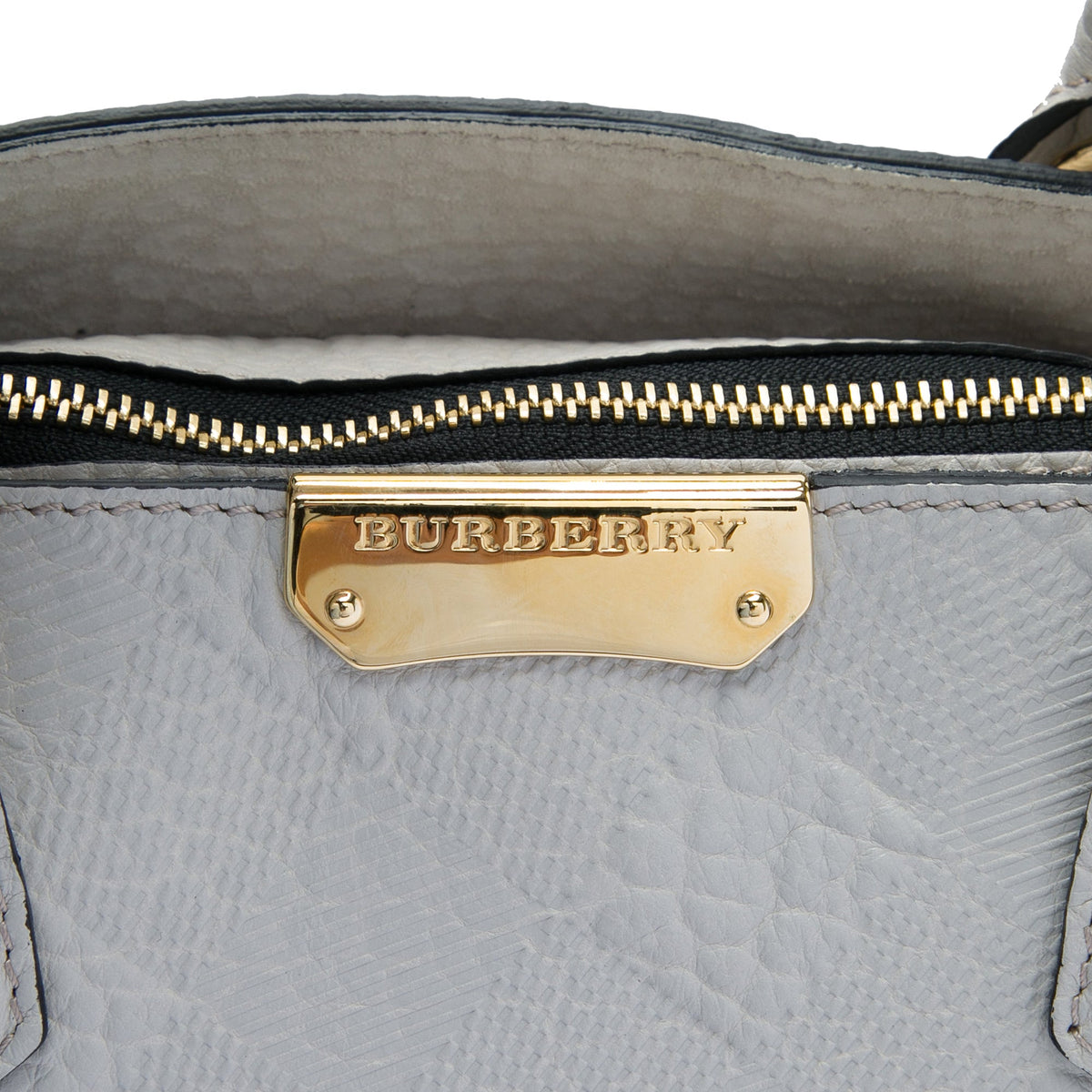Burberry Elephant Embossed Calfskin Check Dewsbury Satchel